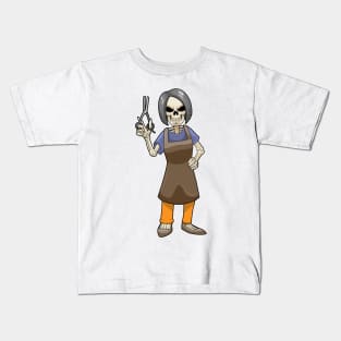 Skeleton as Hairdresser with Scissors Kids T-Shirt